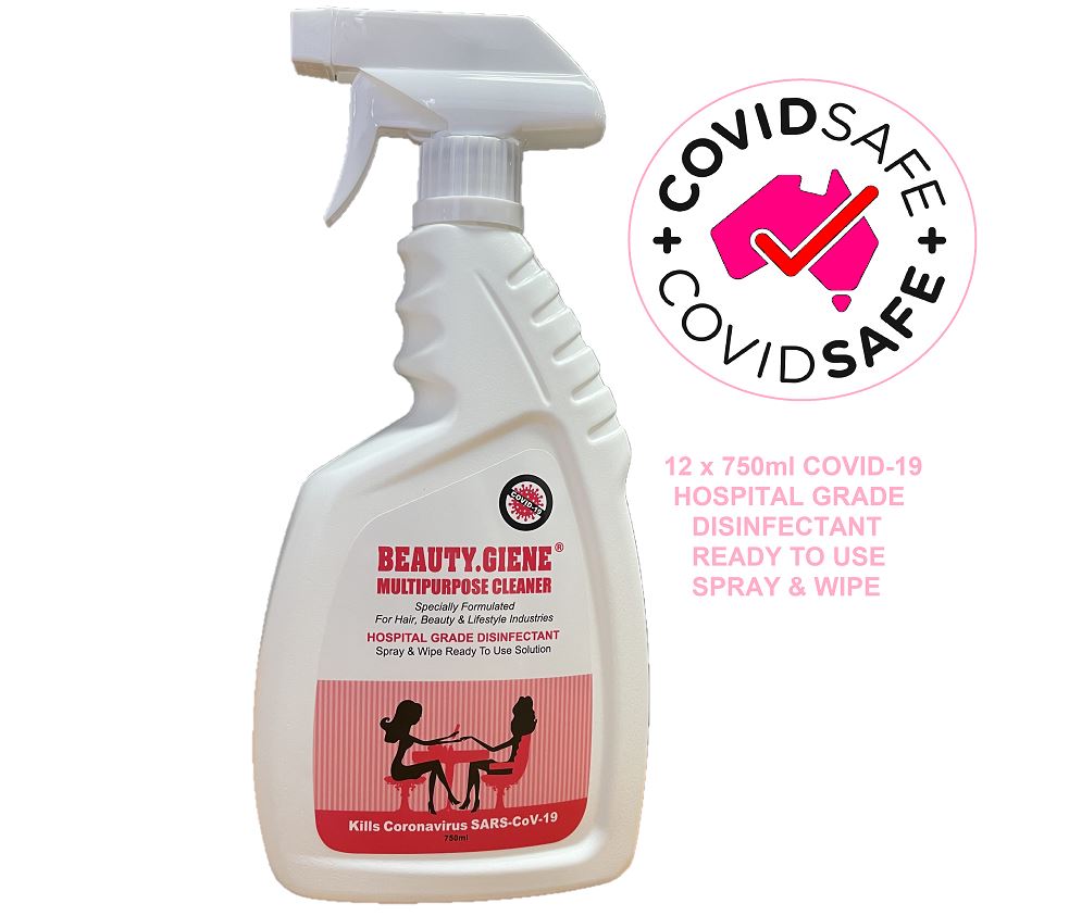 COVID BEAUTY DISINFECTANT x12 BEAUTY.GIENE 750ml RTU HY.GIENE AUSTRALIA