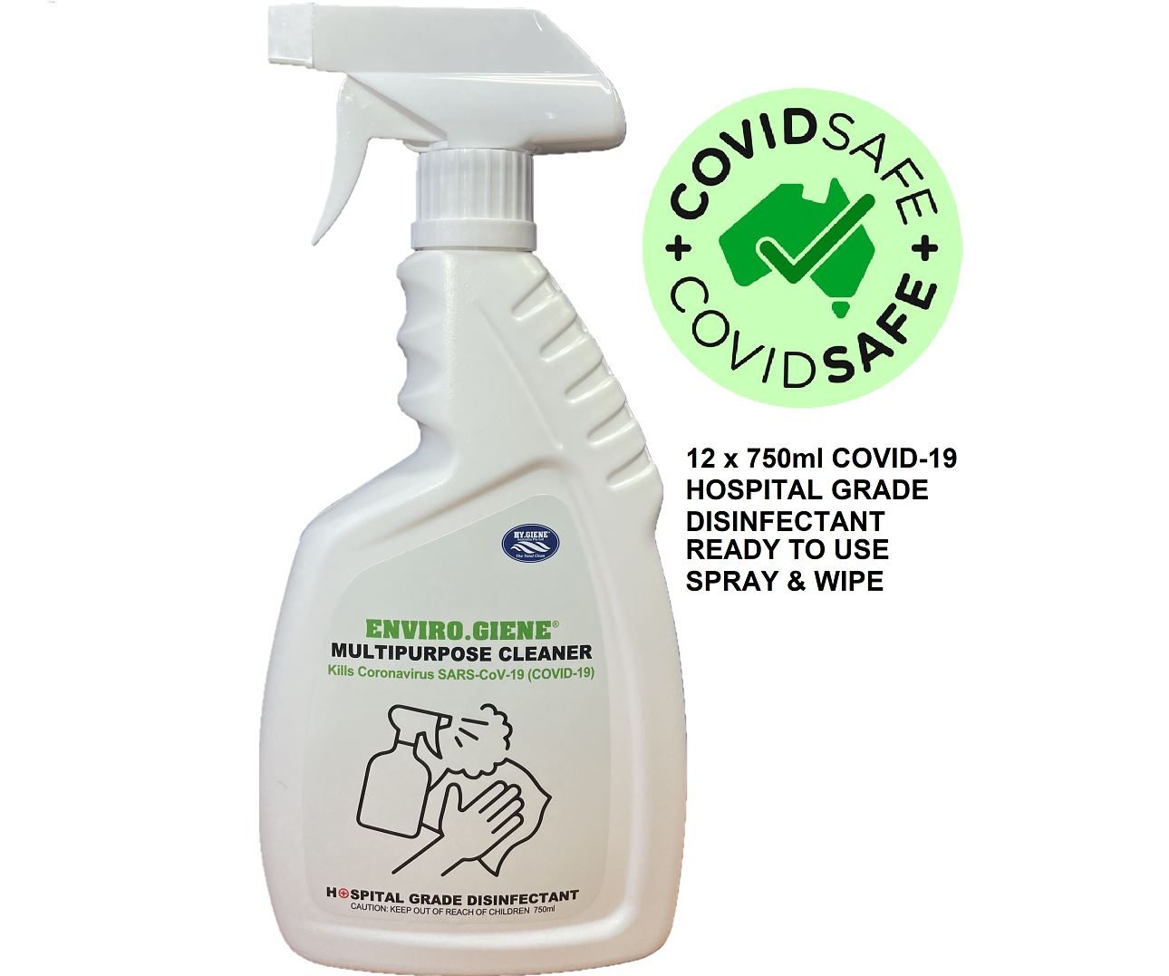 COVID DISINFECTANT x12 ENVIRO.GIENE 750ml RTU HY.GIENE AUSTRALIA