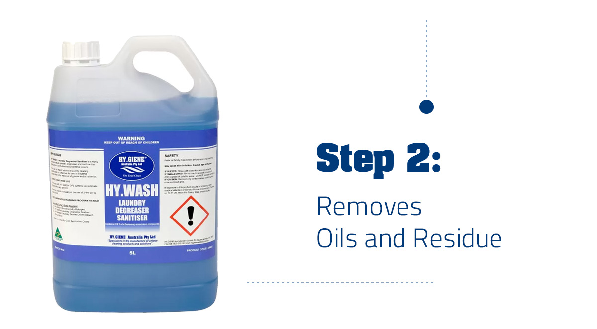 Step 2 Removes Oils and Reside and Disinfects